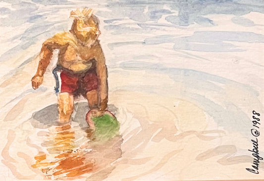 "At the Beach" - Watercolor PRINT on Archival Paper